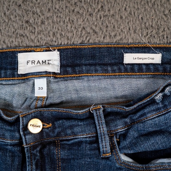 Frame Jeans Womens 33 Blue Le Garcon Crop Mid Rise Denim - Picture 4 of 6